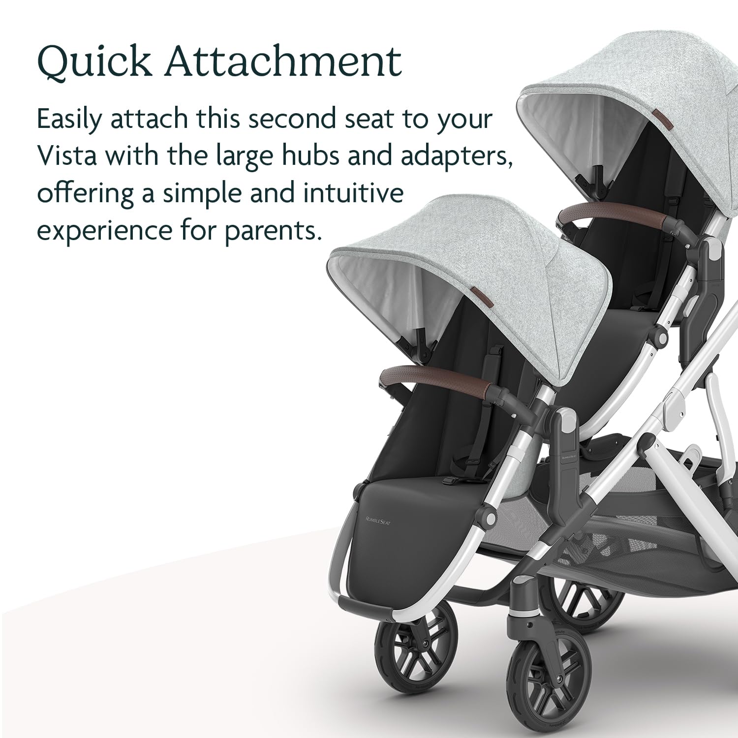 Close-up of Vista V2 stroller frame, wheels, and seat