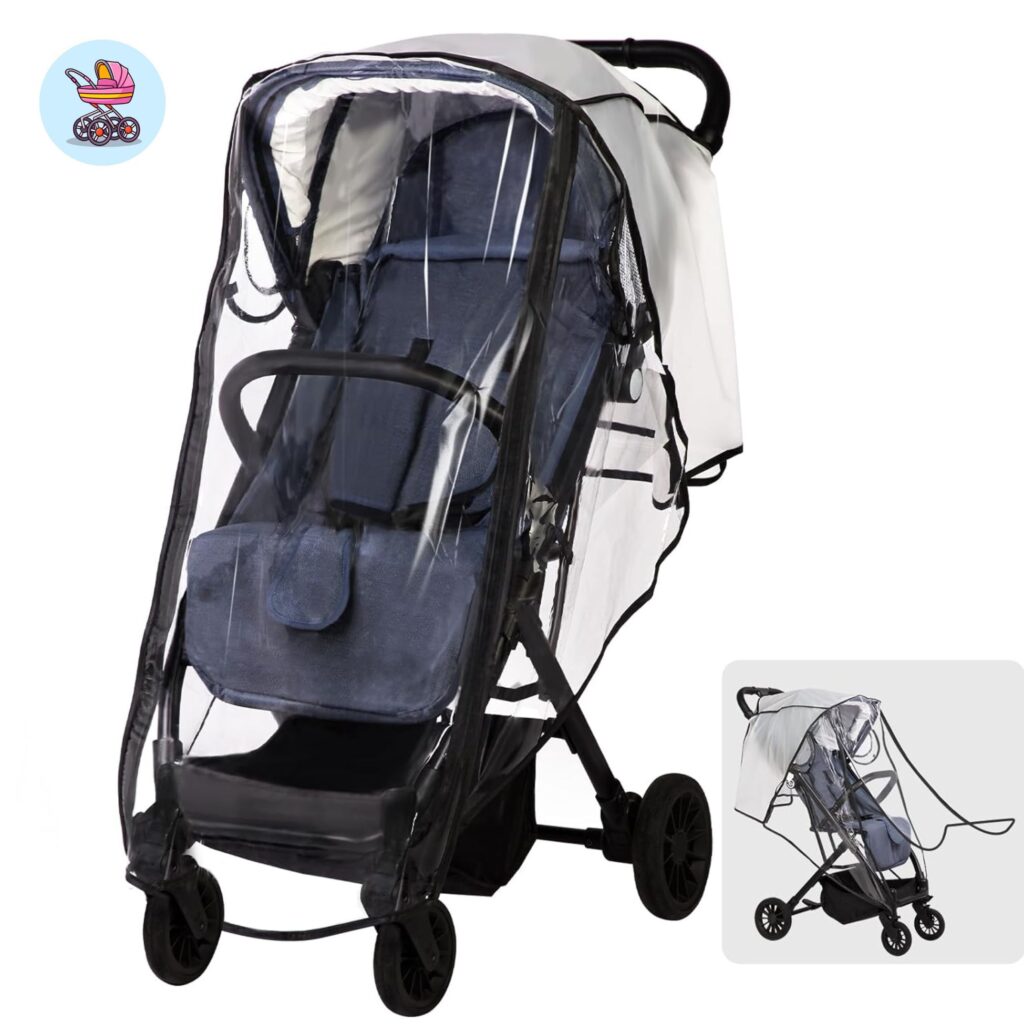 Universal Stroller Rain Cover – Clear Breathable Waterproof Weather Shield (XL, 4 Seasons)