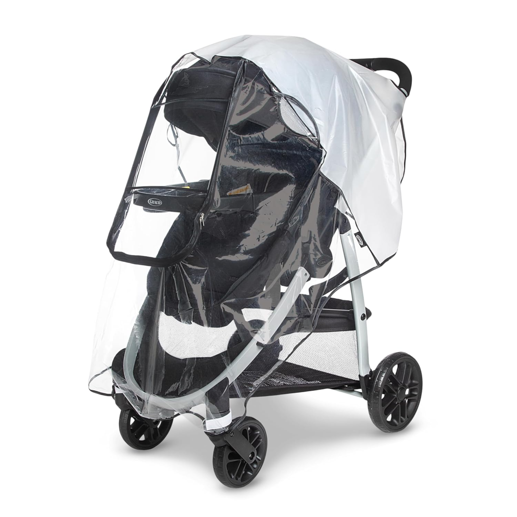 Dual-Window Stroller Rain Cover – 360° Visibility Weather Shield with Side Ventilation