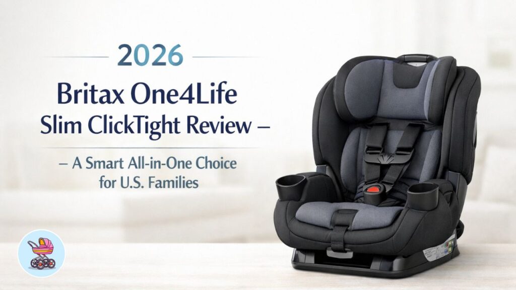Britax One4Life Slim ClickTight all-in-one car seat 2026 — front view in Parchment color