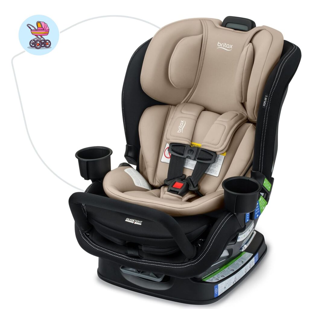 Britax Poplar S convertible car seat with anti-rebound bar and infant support pillows 2026