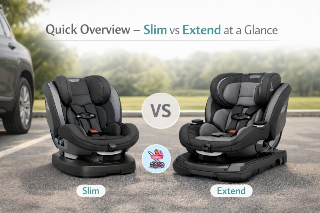 Evenflo Revolve 360 Slim vs Extend — Quick Comparison