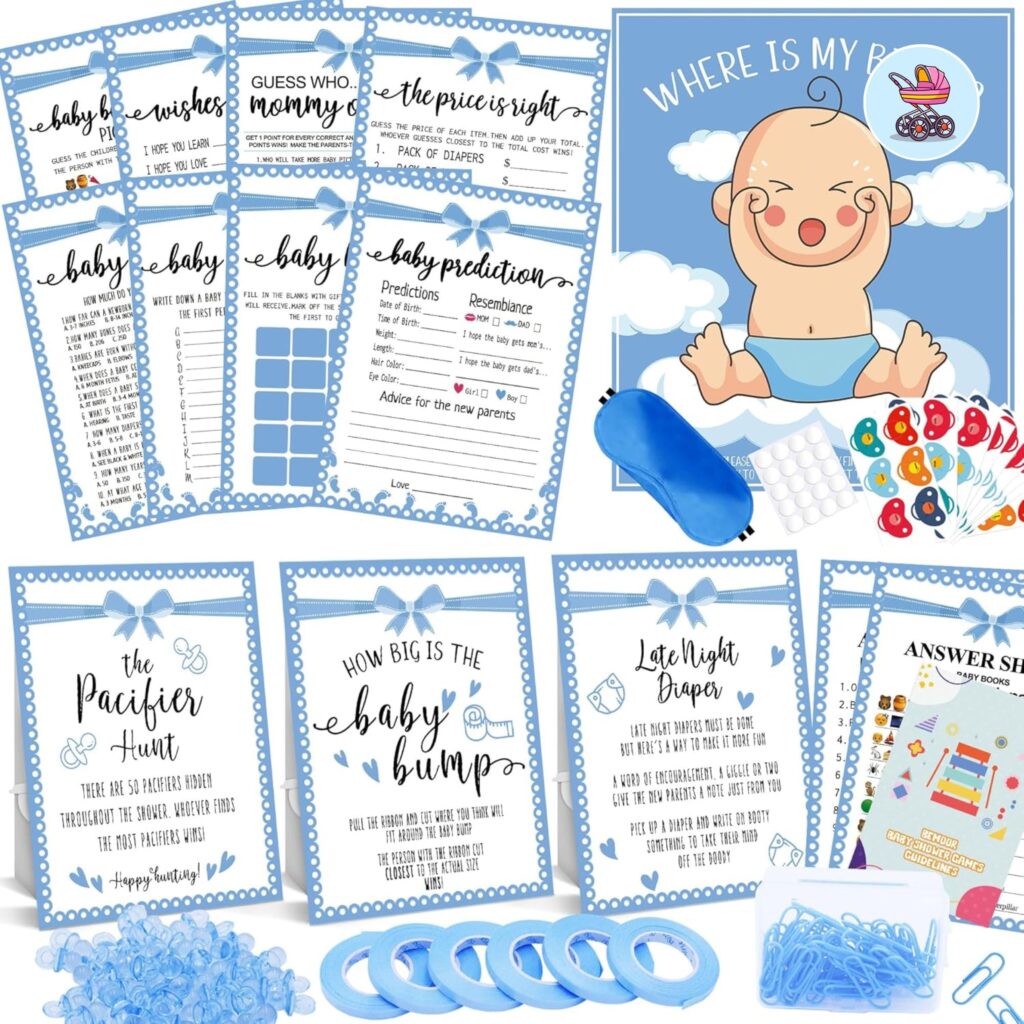 baby shower game cards bundle set for coed couples party 50 guests