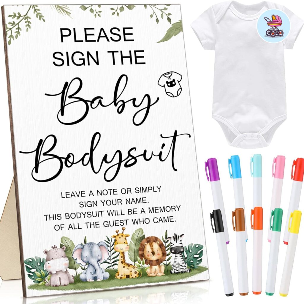 baby shower games printable PDF bundle with 12 game cards including bingo and word scramble