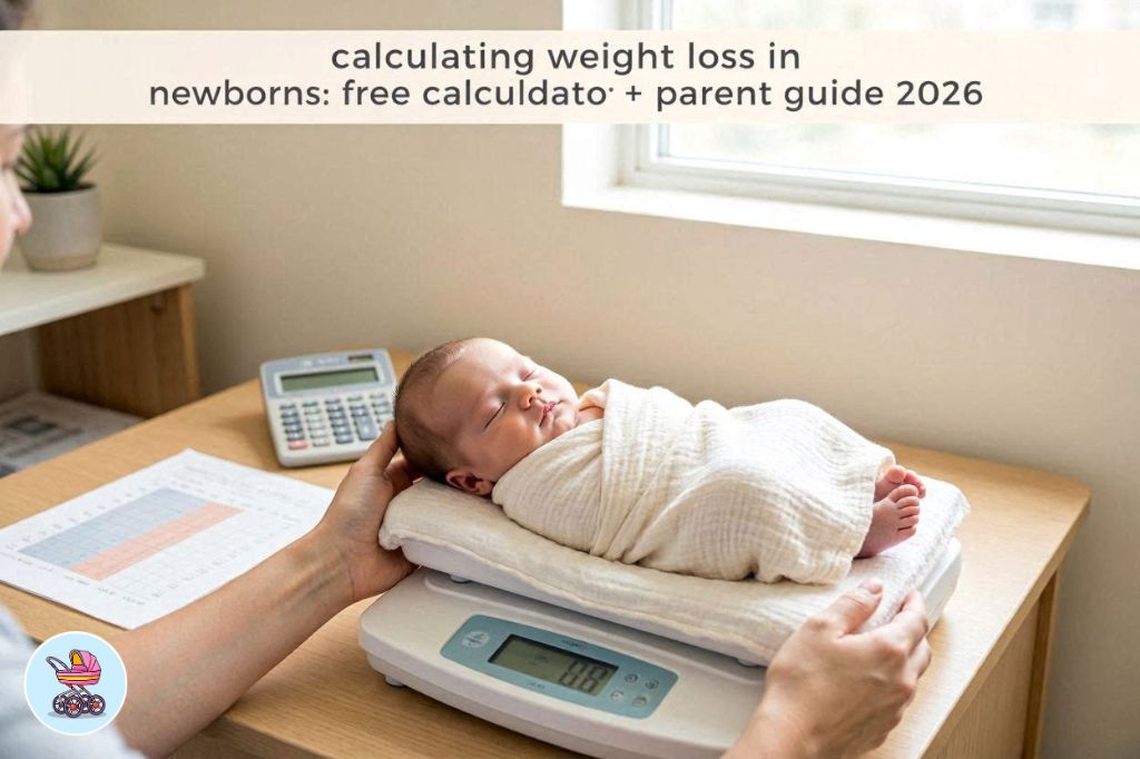 Mother checking calculating weight loss in newborns using a baby scale at home