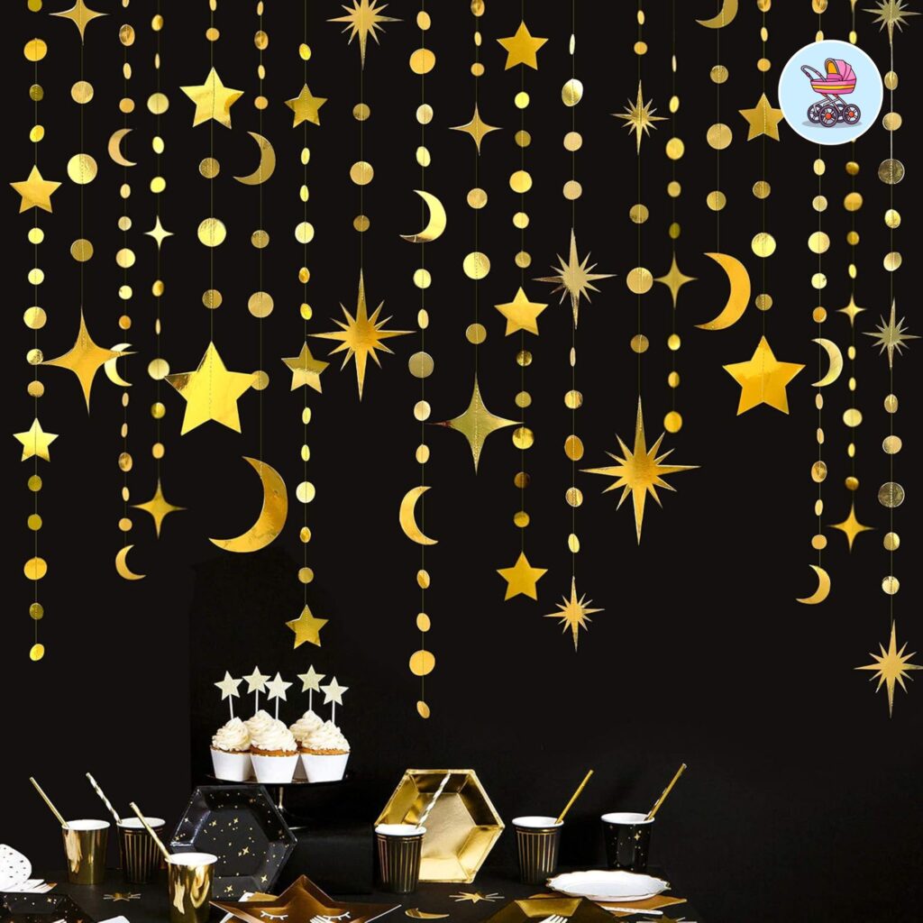 celestial star moon baby shower decoration kit navy gold 2025 indoor party