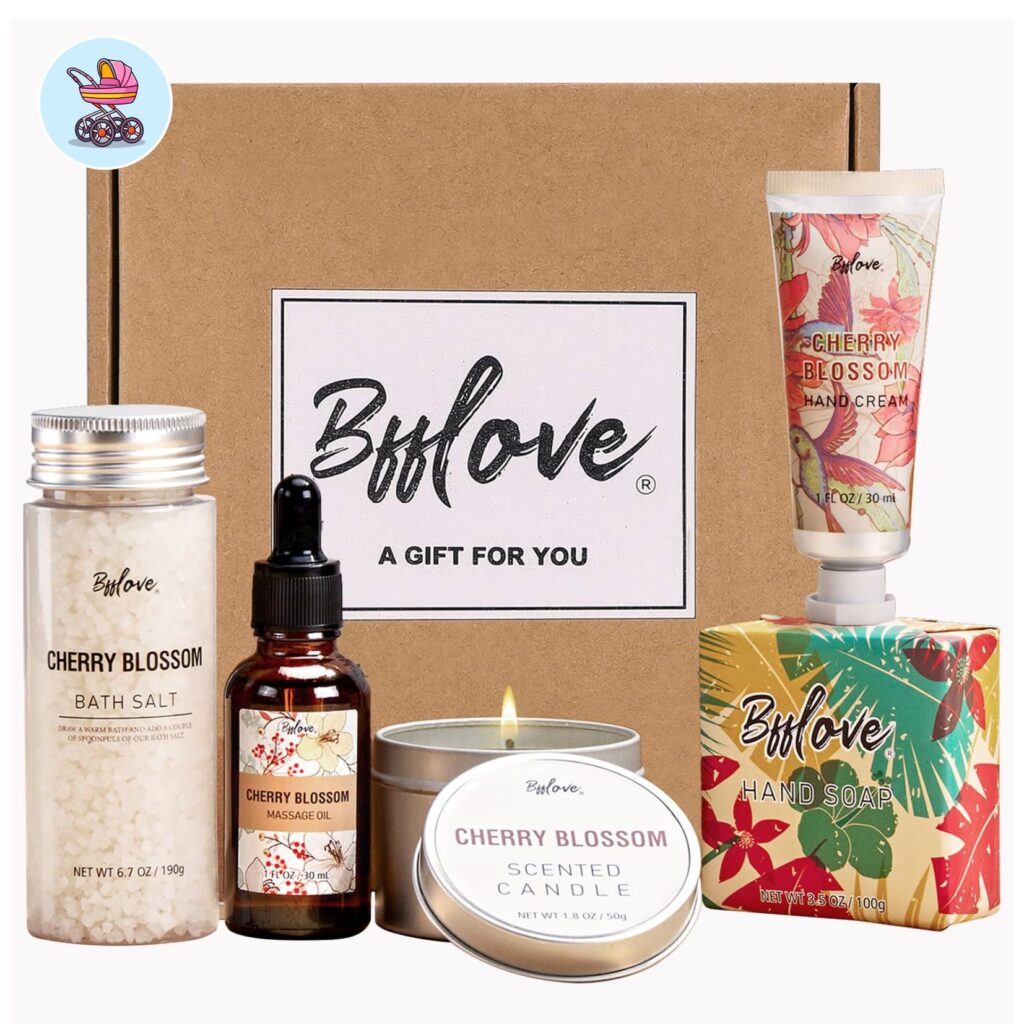 spa gift set with bath salts and candle for baby shower game winner prize